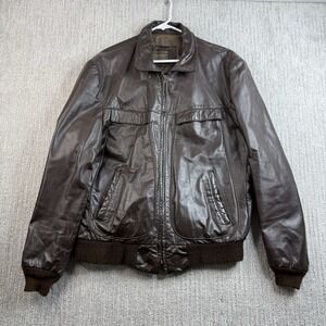 Vintage Cooper Leather Bomber Jacket Men's Size 46 Brown Made In USA